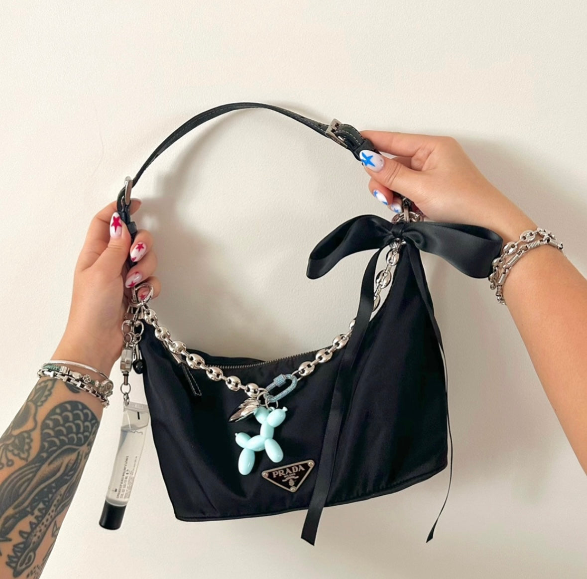 Kiki Silver Puffy Mariner Link Bag Chain