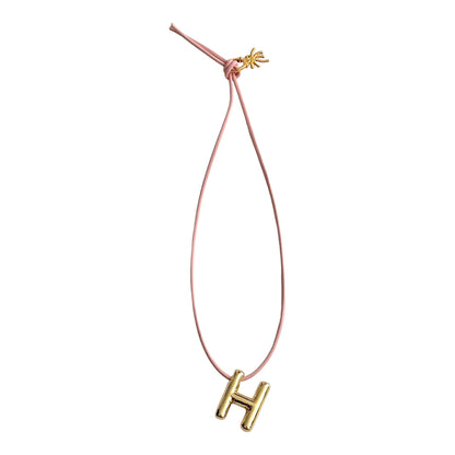 Angie Leather Cord Gold Initial Bag Charm