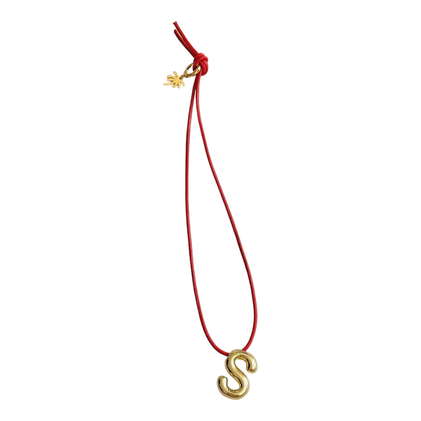 Angie Leather Cord Gold Initial Bag Charm